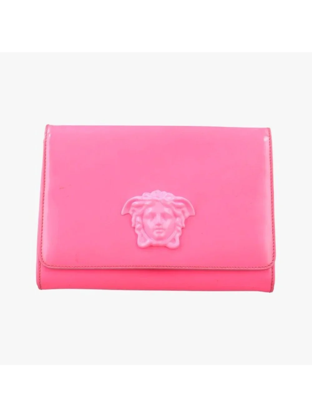 Versace Medusa Rose Red Patent Clutch Bag